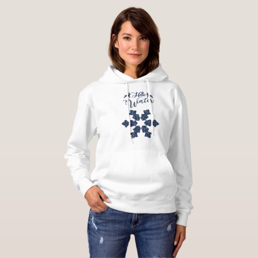 20XX Hallo Winter Holiday Snowflake Pattern Hoodie (Voorkant volledig)