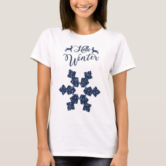 20XX Hallo Winter Holiday Snowflake Pattern T-shirt (Voorkant)