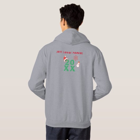 20XX Hallo Winter Holiday Symbols Pattern Hoodie (Achterkant volledig)