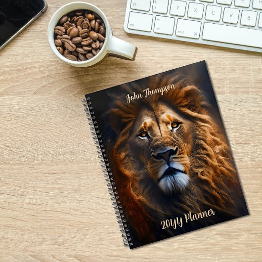 20XX Lion Planner Plan hebdomadaire mensuel non da