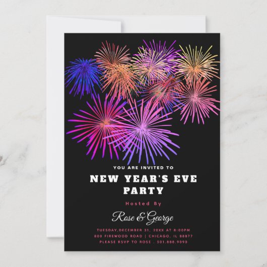 20XX Nieuwjaarsfeest Vuurwerk Gouden Glitters Kaart (Voorkant)