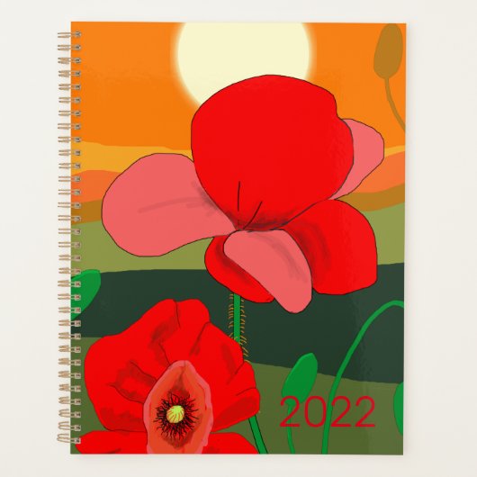 20XX Poppy weide bij zonsondergang Planner (Voorkant)