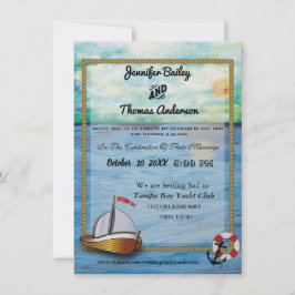 20XX Sail Boat Waterverf Wedding Invitation Save The Date