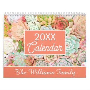 20XX Succulenten Cactusliefhebbers Gepersonaliseer Kalender
