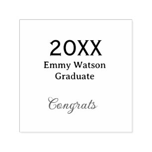 20XX vetgedrukte letter felicitatie afstuderen naa Zelfinktende Stempel
