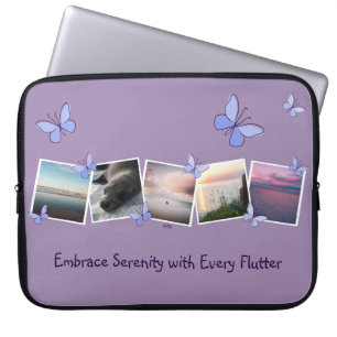 20XX Vijf Afbeeldingen Collage Flutter in Blauw Laptop Sleeve