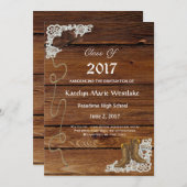 20XX Wood, Boots & Lace Afstuderen Aankondiging (Voorkant / Achterkant)