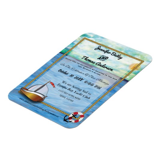 20XX Zeilboot Waterverf bruiloft uitnodiging Magneet (Linkerzijde)