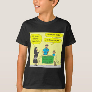 215 Atheïst Ik denk voor cartoon in kleur T-shirt