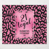 21 and Legal Pink Black Leopard gepersonaliseerd Likeurfles Etiket (Enkel label)