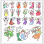 21 autocollants d'anges coupés en contour (Feuille)