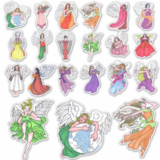 21 autocollants d'anges coupés en contour (Devant)