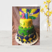 21 de Cake van Mardi Gras Kaart (Gele Bloem)