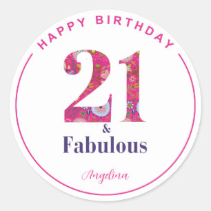 21 en Fabulous 21st Verjaardag Ronde Sticker