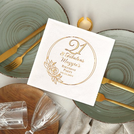 21 en Fabulous 21ste verjaardagsfeest gestempeld Folie Servetten
