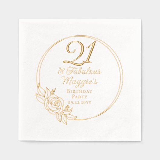 21 en Fabulous 21ste verjaardagsfeest gestempeld Folie Servetten (Voorkant)