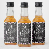 21 en Juridisch Roze Zwart Leopard Custom Mini Likeurfles Etiket (Flessen)