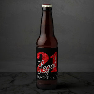 21 en juridische 21ste verjaardag (rood en zwart) bier etiket