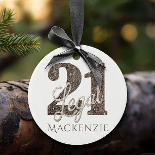 21 en juridische 21ste verjaardag van Taupe Brown Keramisch Ornament