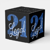21 en juridische | Blauwe faux glitter 21e verjaar Bedankdoosjes (Achterkant)