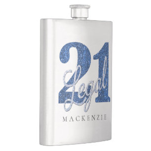 21 en juridische Blue Glitter Custom 21st Birthda Flacon
