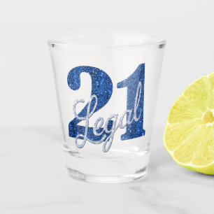 21 en juridische Custom Blue Sparkle 21st Birthda Shot Glas