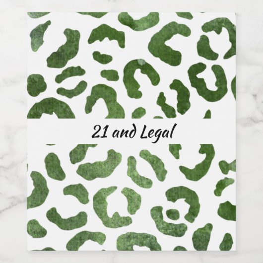 21 en Juridische Groene Cheetah Print Wijn Etiket (Enkel label)