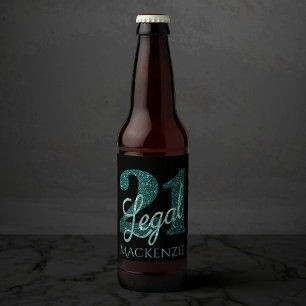 21 en juridische Groene Faux Glitter 21e verjaar Bier Etiket