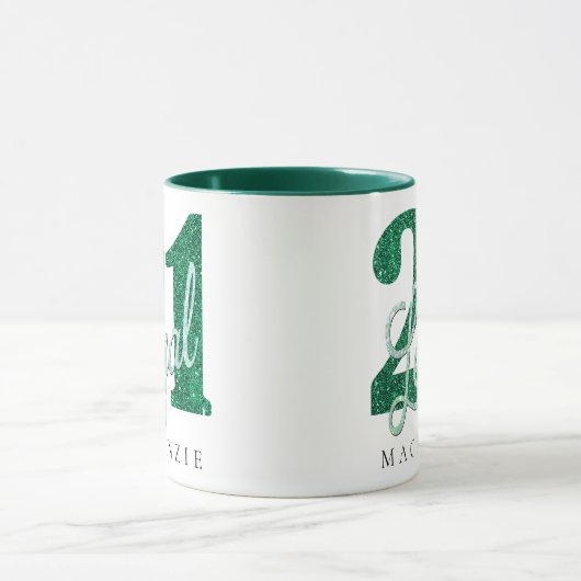 21 en juridische | Groene Faux Glitter 21e verjaar Mok (Midden)