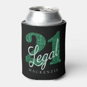 21 en juridische Groene Glitter 21st Birthday Nam Blikjeskoeler