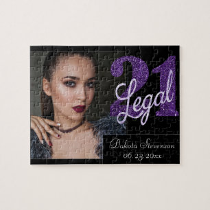 21 en juridische Paarse faux glitter foto aanden Legpuzzel