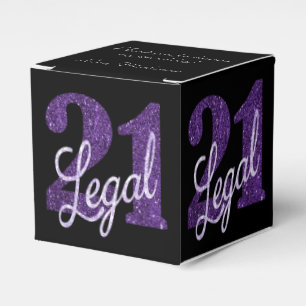 21 en juridische Paarse Glitter Chic 21st Birthda Bedankdoosjes