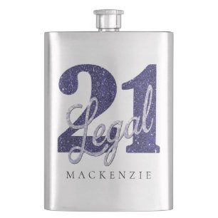 21 en juridische Paarse Glitter Chic 21st Birthda Flacon