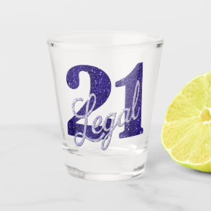 21 en juridische Paarse Glitter Chic 21st Birthda Shot Glas