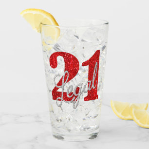 21 en juridische   Rode faux glitter 21e verjaarda Glas