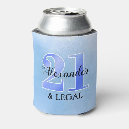 21 en legaal blauw blikjeskoeler (Blikje Achterkant)