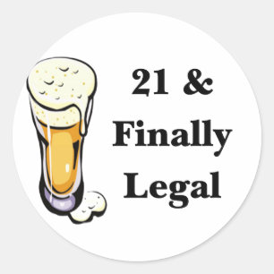 21 en uiteindelijk legaal ronde sticker