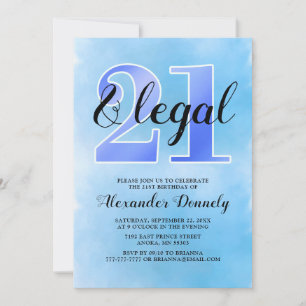 21 en wettelijk blauw uitnodiging