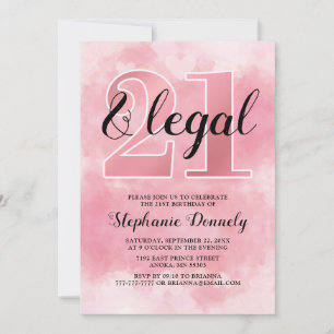 21 en wettig roze uitnodiging