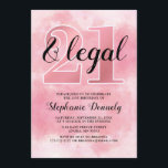 21 et invitation juridique rose<br><div class="desc">Enfin 21 et légal ! Invitation rose avec '21 et légal' avec arrière - plan rose doux et facilement personnalisable en changeant le nom,  la date,  l'heure,  le jour,  le lieu et rsvp.</div>