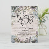 21 Floral String Lights Rustic Wood op geboortedag Kaart (Staand voorkant)