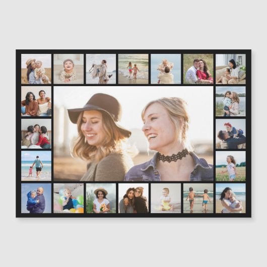 21 Foto Collage Editable Color Magnetic Card (Voorkant)