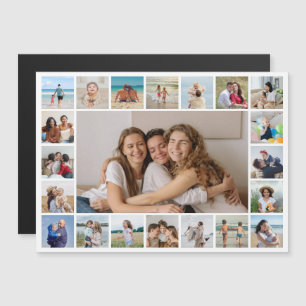 21 Foto Collage Editable Color Magnetic Card