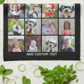 21 Foto collage - Raster met extra tekst - zwart Theedoek (Gevouwen)