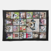 21 Foto collage - Raster met extra tekst - zwart Theedoek (Horizontaal)