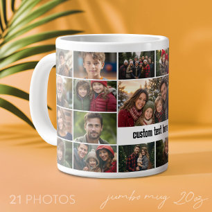 21 foto-collageraster met tekstvak in het midden extra grote beker