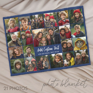 21 foto-collagerooster met 2 tekstvakken -  fleece deken