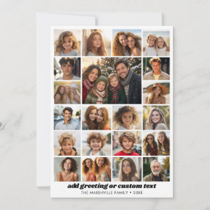 21 Fotocollage - Aangepaste tekst - Zwart en wit Feestdagenkaart