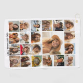 21 Fotocollage - Aangepaste tekst - Zwart en wit Golfhanddoek (Horizontaal)