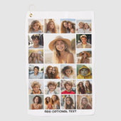 21 Fotocollage - Aangepaste tekst - Zwart en wit Golfhanddoek (Voorkant)